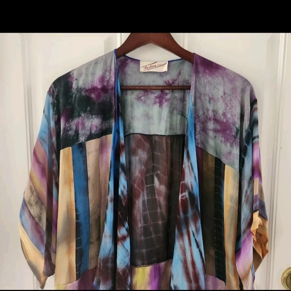 Sterling Styles Multicolor Cardigan Draped Tie Front Art To Wear Artsy One Size - Picture 2 of 7